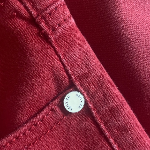 Red Hermes Jeans with Embroidered Pockets and Enamel Details - Picture 5 of 5